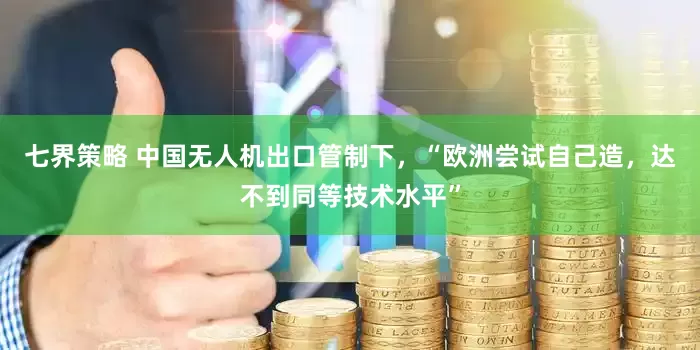 七界策略 中国无人机出口管制下，“欧洲尝试自己造，达不到同等技术水平”