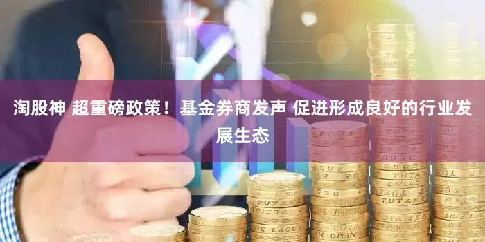 淘股神 超重磅政策！基金券商发声 促进形成良好的行业发展生态